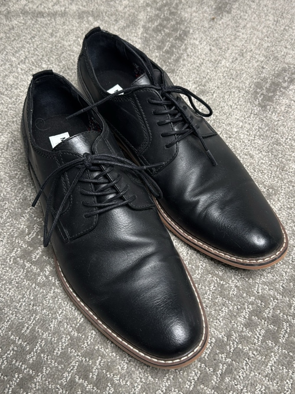 Steve Madden Black Leather Derby Shoes with Brown Welt Ortholite